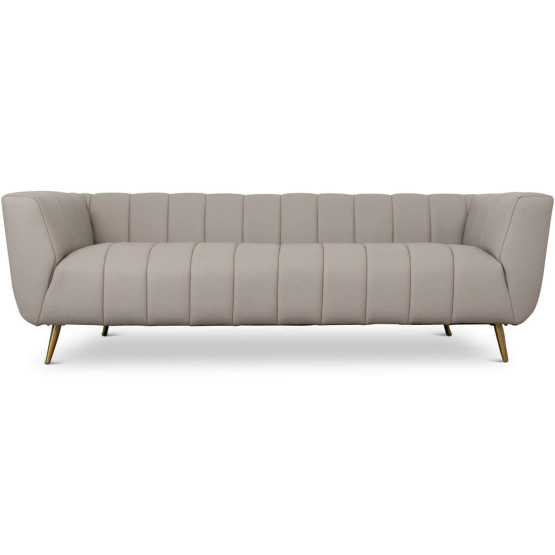 The LaMattina Genuine Italian Grey Leather Channel Tufted Sofa Era and Style Inspired Home Décor 7