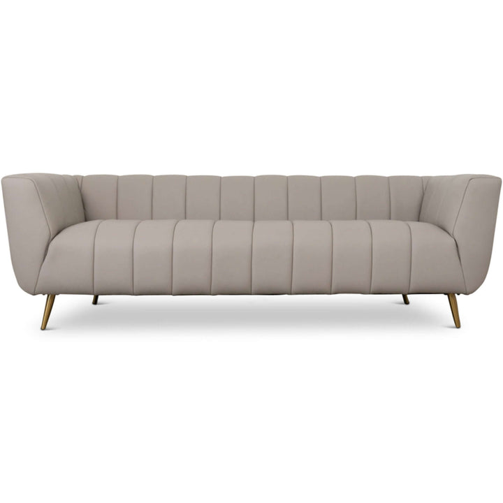 The LaMattina Genuine Italian Grey Leather Channel Tufted Sofa Era and Style Inspired Home Décor 7