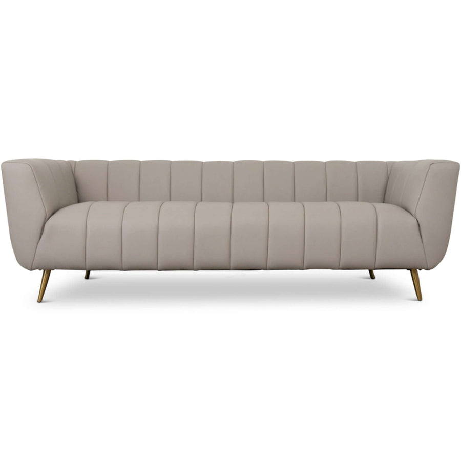 The LaMattina Genuine Italian Grey Leather Channel Tufted Sofa Era and Style Inspired Home Décor 7