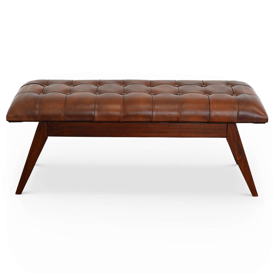 The Maja Mid Century Modern Tan Leather Bench Era and Style Inspired Home Décor 1