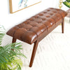 The Maja Mid Century Modern Tan Leather Bench Era and Style Inspired Home Décor 5