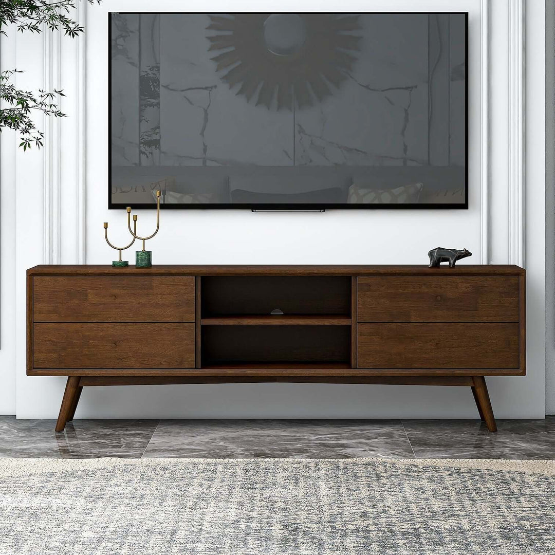 The Caroline Mid Century Modern Style Walnut TV Stand Up To 72" Era and Style Inspired Home Décor 1