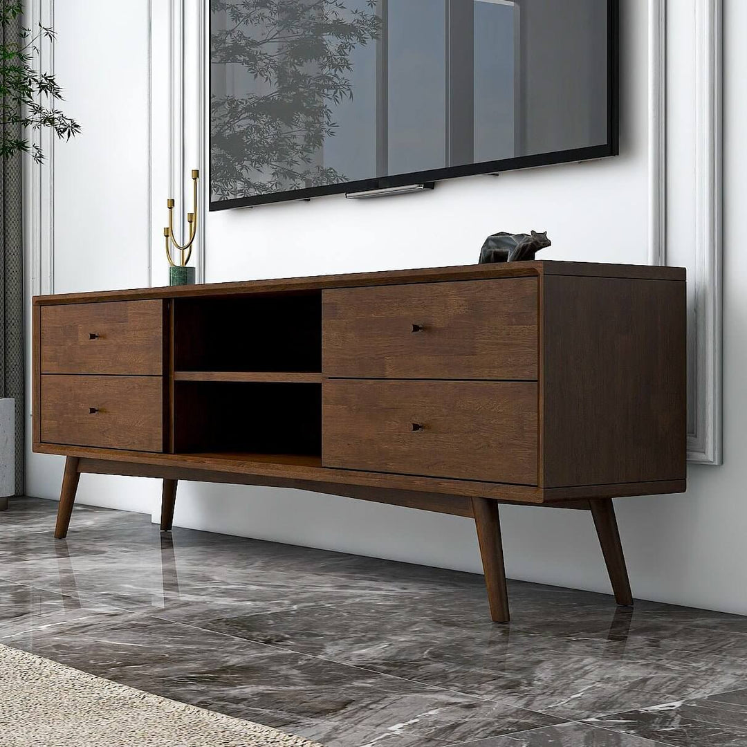 The Caroline Mid Century Modern Style Walnut TV Stand Up To 72" Era and Style Inspired Home Décor 5