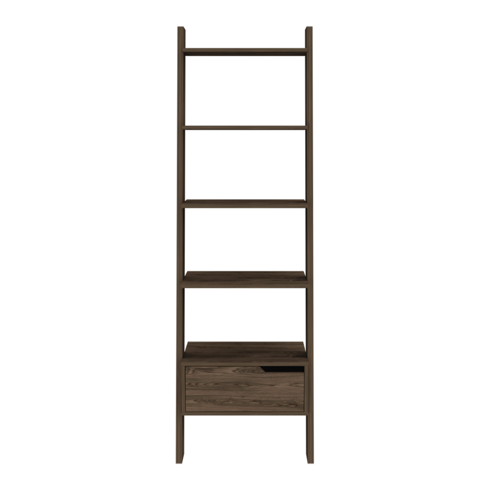 Hamburg Ladder Bookcase, Five Open Shelves, One Drawer