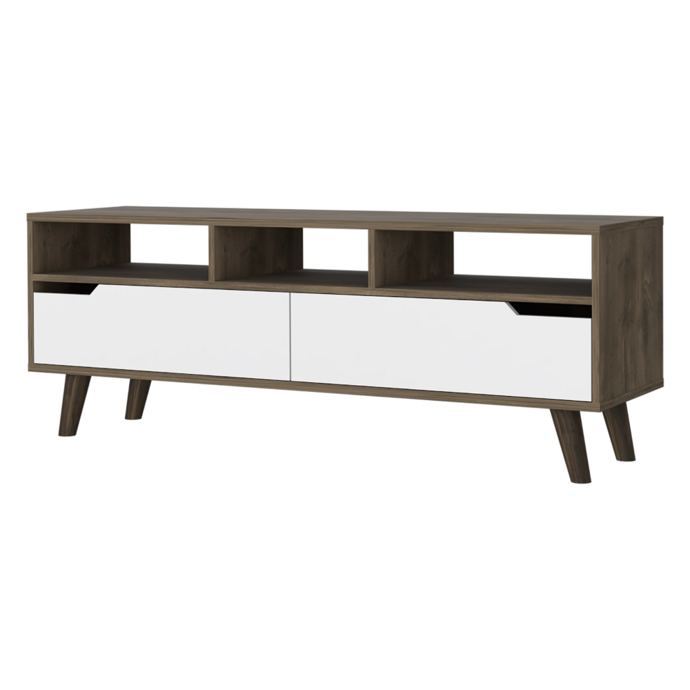 Hamburg TV Stand For TV´s up 52", Four Legs, Three Open Shelves,Two Drawers