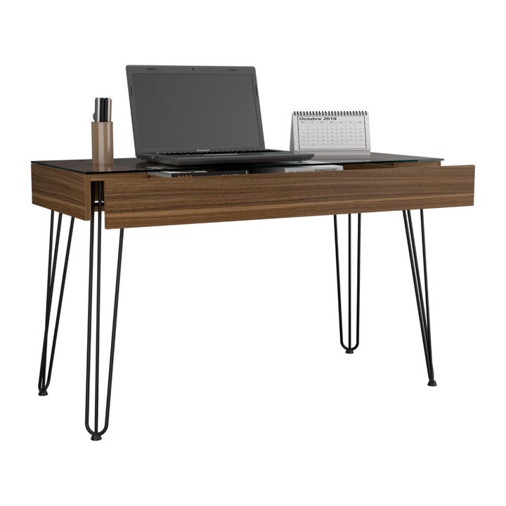 Kyoto 120 Writing Desk, Hairpin Legs, One Drawer