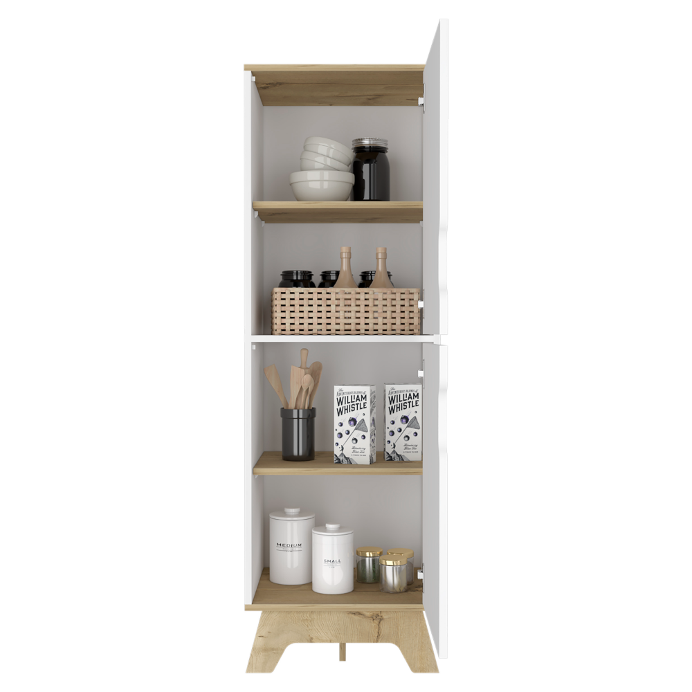 British Single Kitchen Pantry, Four Storage Shelves, Double Doors Cabinets