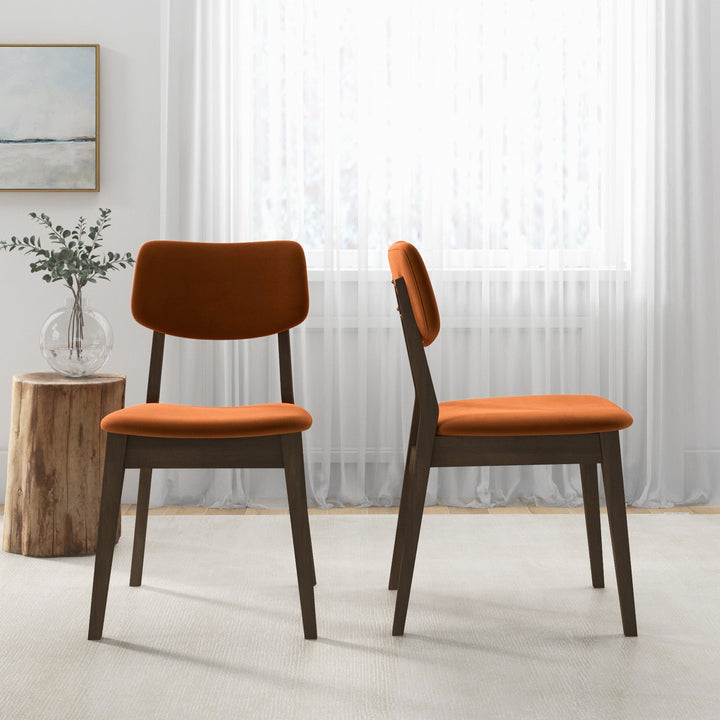 The Burnt Orange Velvet Solid Back Side Chair (Set Of 2) Era and Style Inspired Home Décor 4