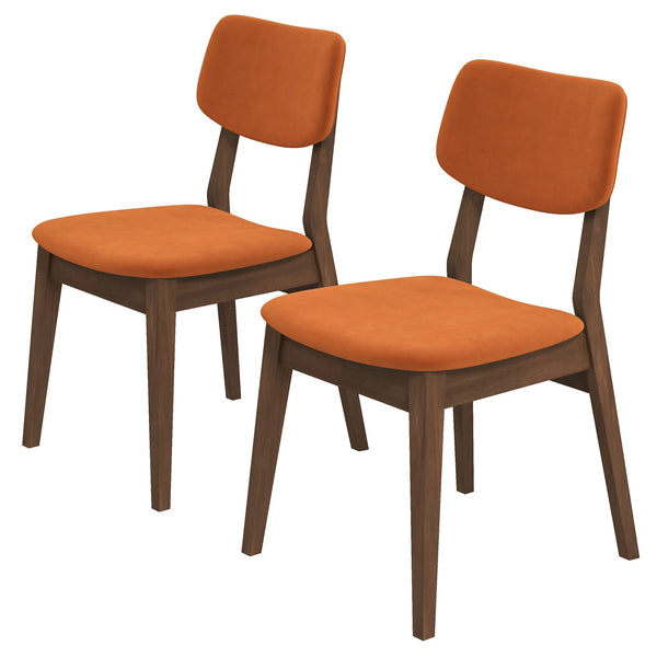 The Burnt Orange Velvet Solid Back Side Chair (Set Of 2) Era and Style Inspired Home Décor 1