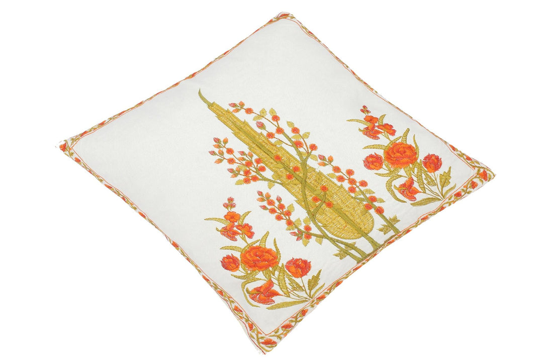 Floral Embroidered Partheni Rose Cotton Pillow