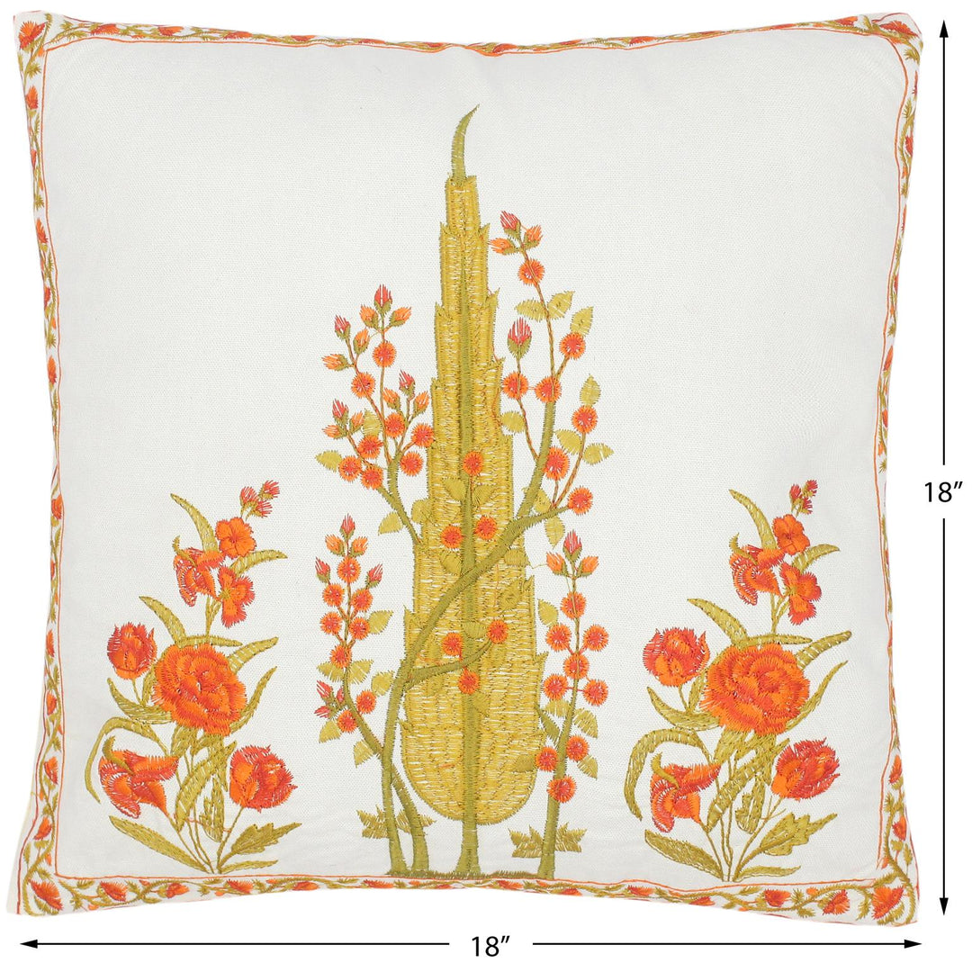 Floral Embroidered Partheni Rose Cotton Pillow