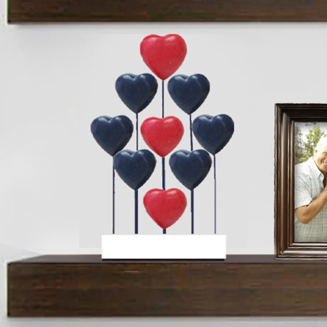 Red Blue White USA Flag Hearts Handmade Wooden Sculpture by Decozen