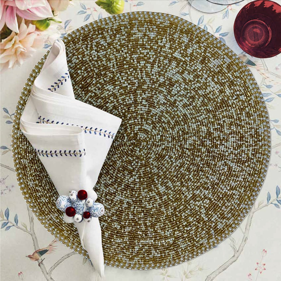 Classic Beaded Placemats - Set of 2 by Decozen