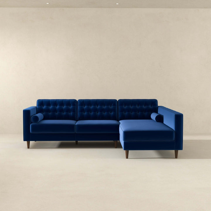 The Christian Blue Velvet Sectional Sofa Left Facing Era and Style Inspired Home Décor 2