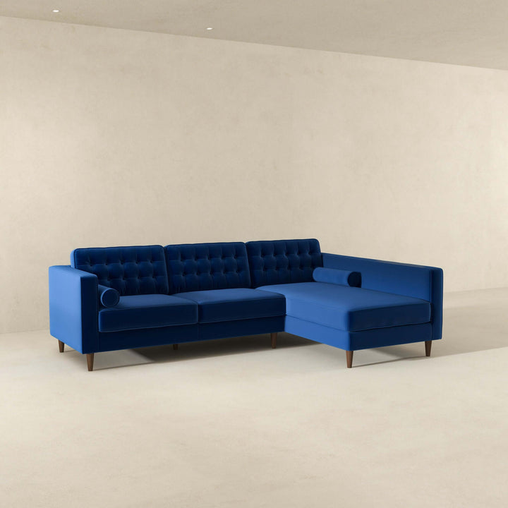 The Christian Blue Velvet Sectional Sofa Left Facing Era and Style Inspired Home Décor 3