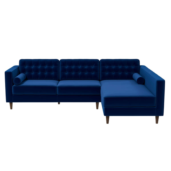 The Christian Blue Velvet Sectional Sofa Left Facing Era and Style Inspired Home Décor 4