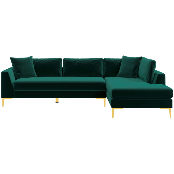 The Mano L-Shaped Velvet Sectional Sofa In Green Right Facing Era and Style Inspired Home Décor 5