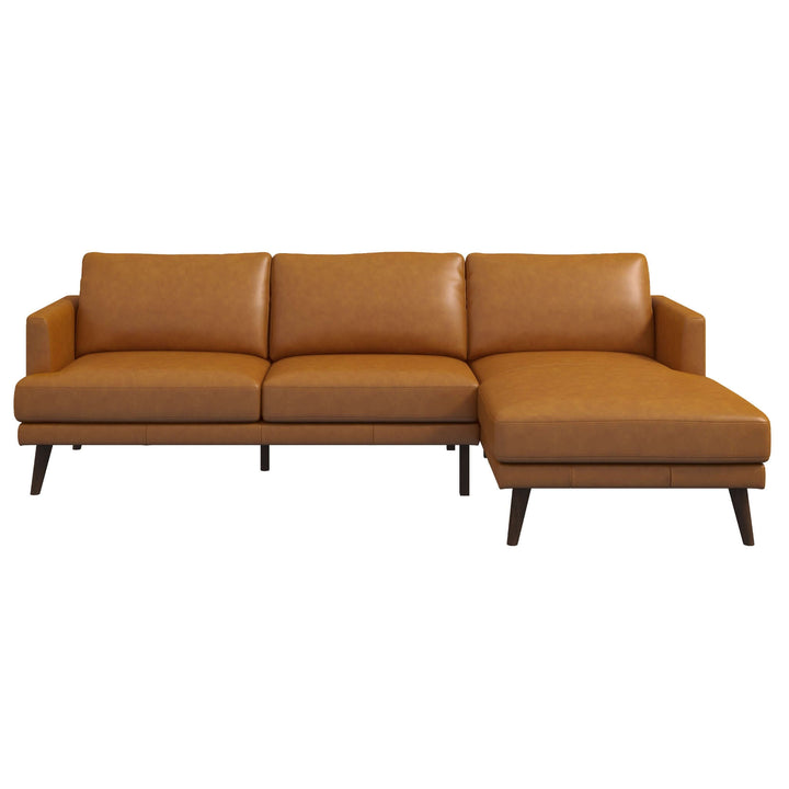 The Lore L-Shaped Genuine Leather Sectional In Tan Right Facing Era and Style Inspired Home Décor 6