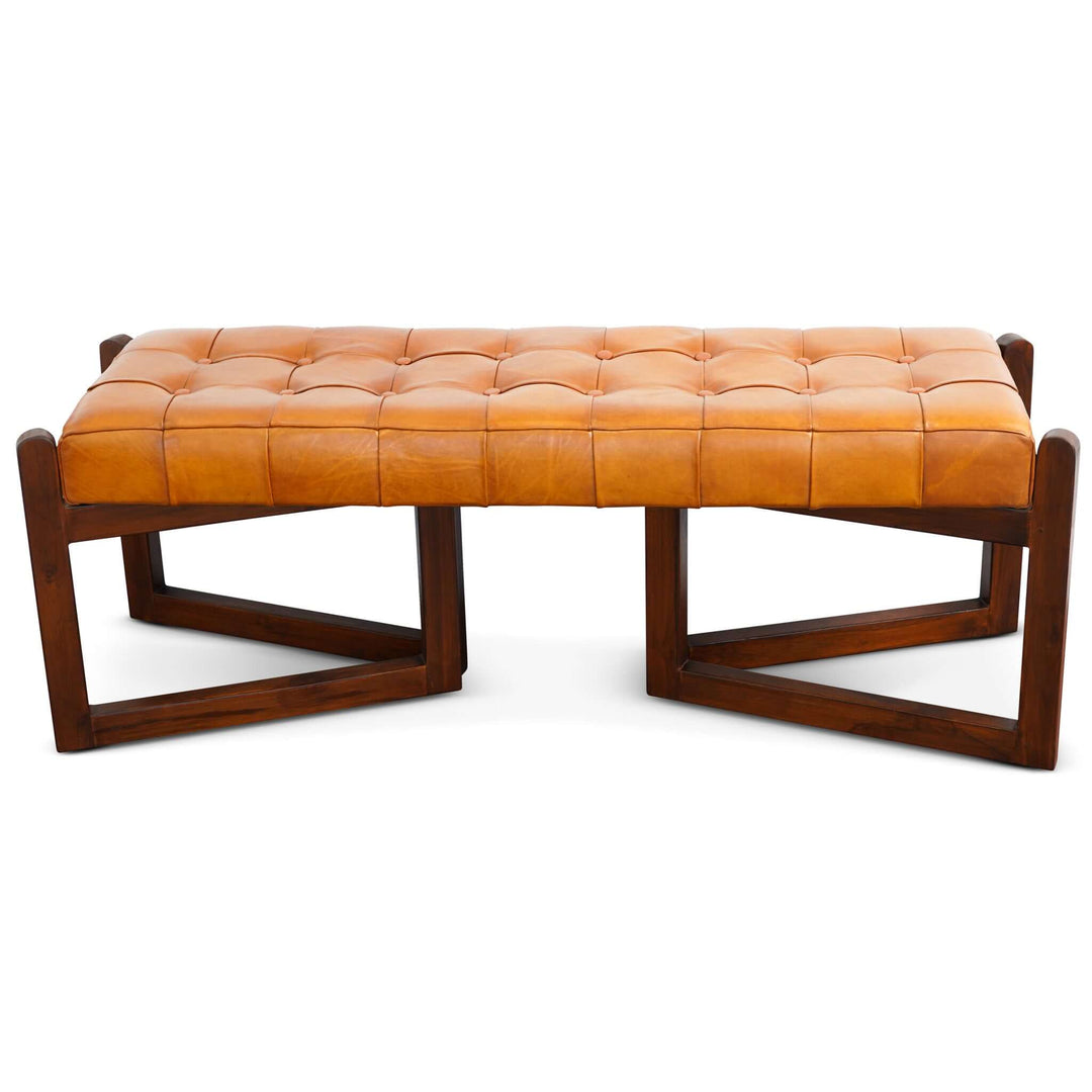 The Riley Tan Leather Bench Era and Style Inspired Home Décor 2