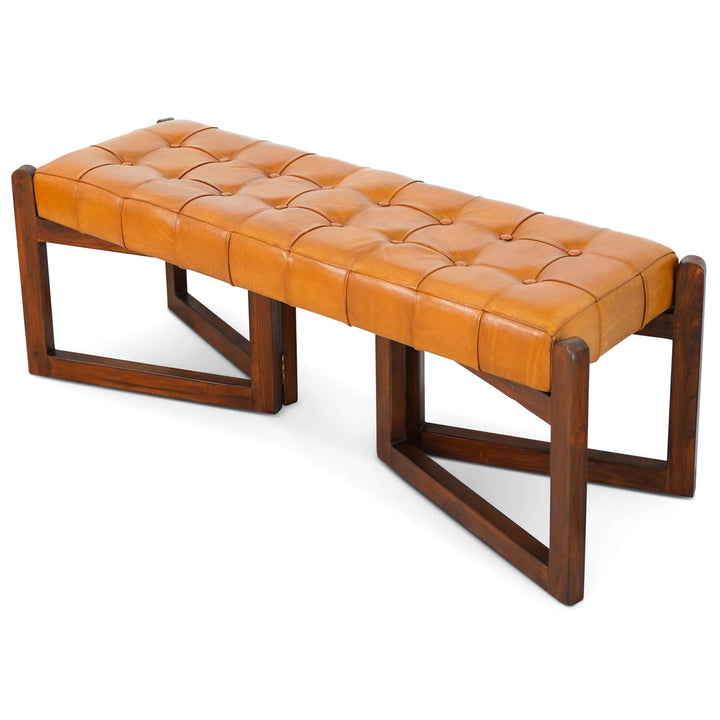 The Riley Tan Leather Bench Era and Style Inspired Home Décor 1