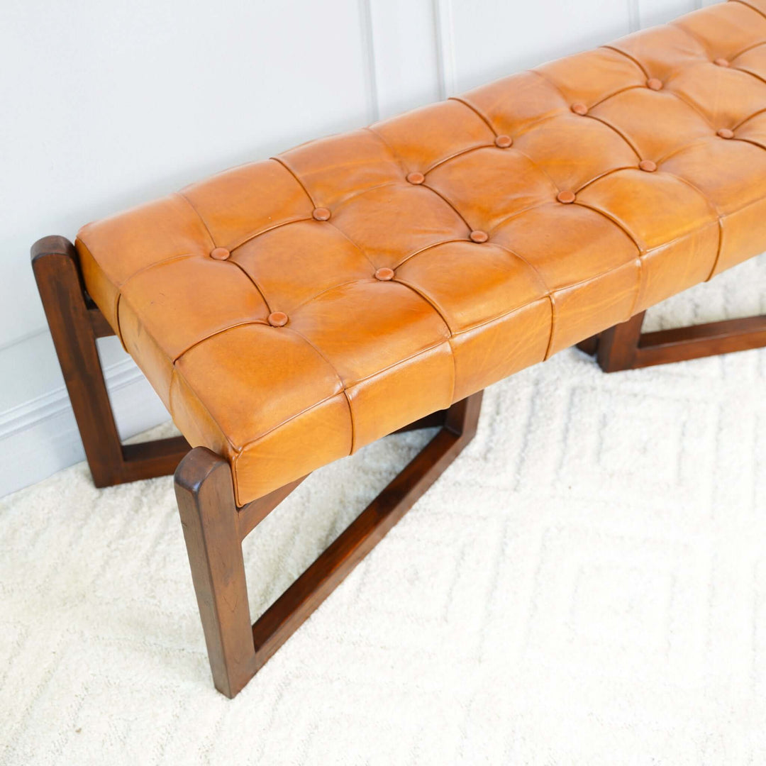 The Riley Tan Leather Bench Era and Style Inspired Home Décor 3