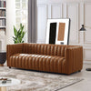 The April Mid Century Modern Luxury Tight Back Tan Leather Couch Era and Style Inspired Home Décor 1