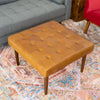 The Mark Mid-Century Tufted Square Genuine Leather Upholstered Ottoman In Tan Era and Style Inspired Home Décor 4