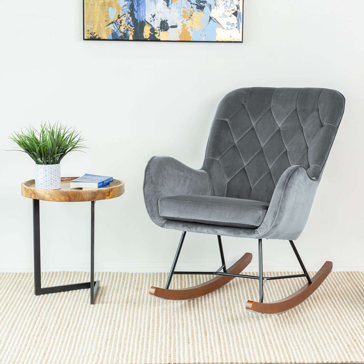 The Hannah Mid Century Modern Rocking Chair In Dark Grey Era and Style Inspired Home Décor 6