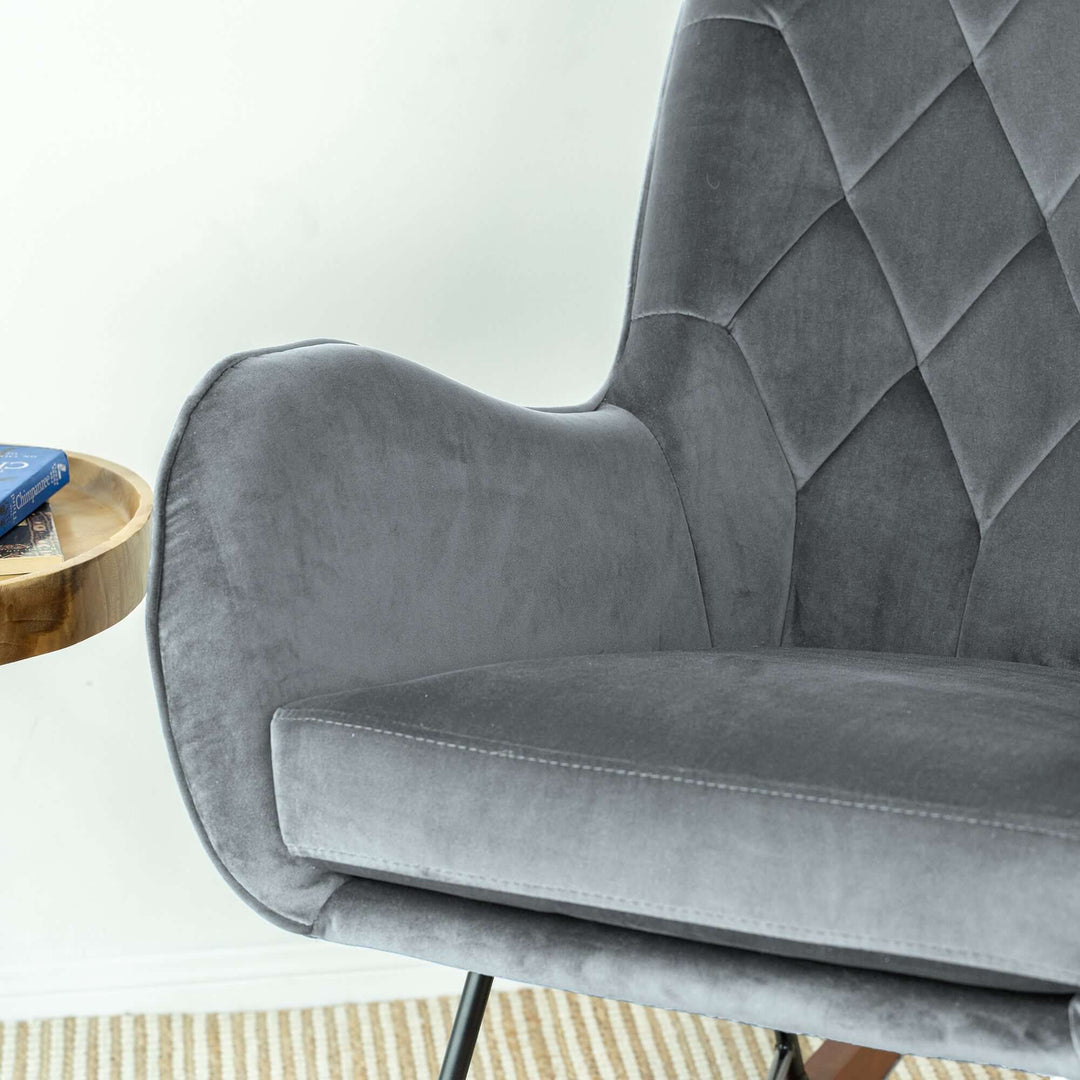 The Hannah Mid Century Modern Rocking Chair In Dark Grey Era and Style Inspired Home Décor 5