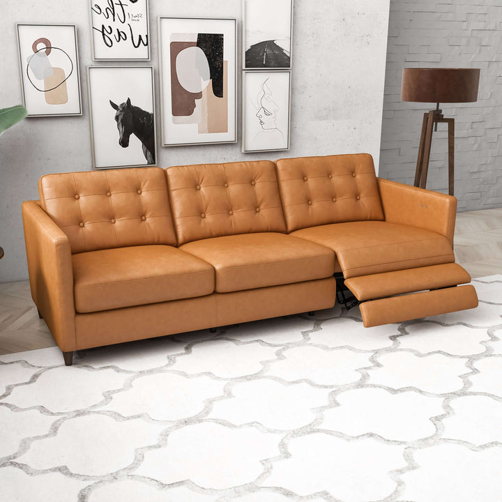 The Christopher Tan Leather Electric Inclining Sofa Right Facing Era and Style Inspired Home Décor 1