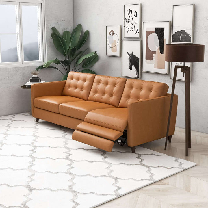 The Christopher Tan Leather Electric Inclining Sofa Right Facing Era and Style Inspired Home Décor 3