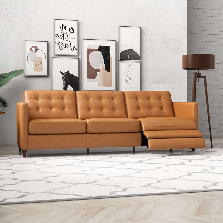 The Christopher Tan Leather Electric Inclining Sofa Right Facing Era and Style Inspired Home Décor 6