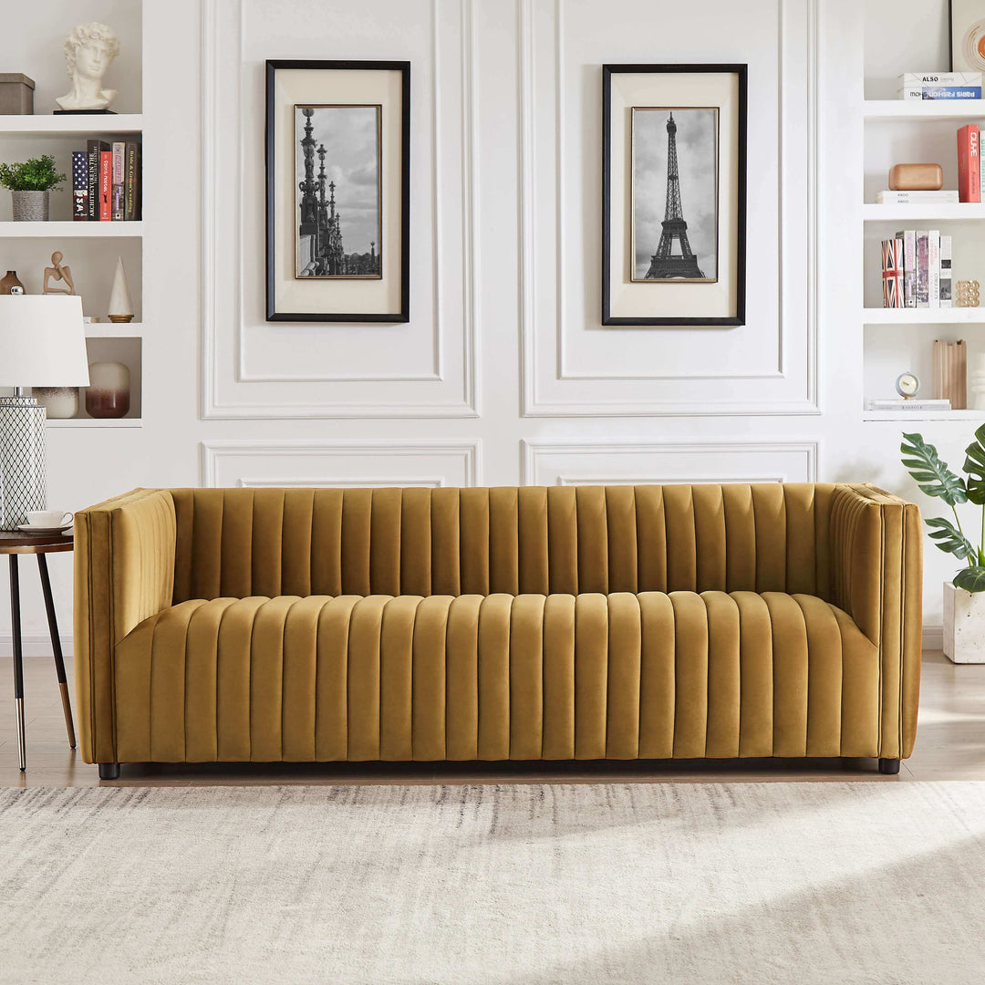 The Dominic Channel Tufted Velvet Sofa Era and Style Inspired Home Décor 1