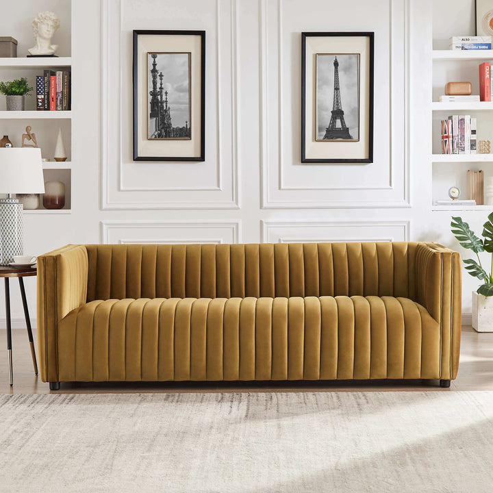 The Dominic Channel Tufted Velvet Sofa Era and Style Inspired Home Décor 1