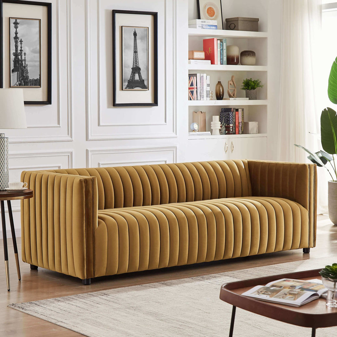 The Dominic Channel Tufted Velvet Sofa Era and Style Inspired Home Décor 2