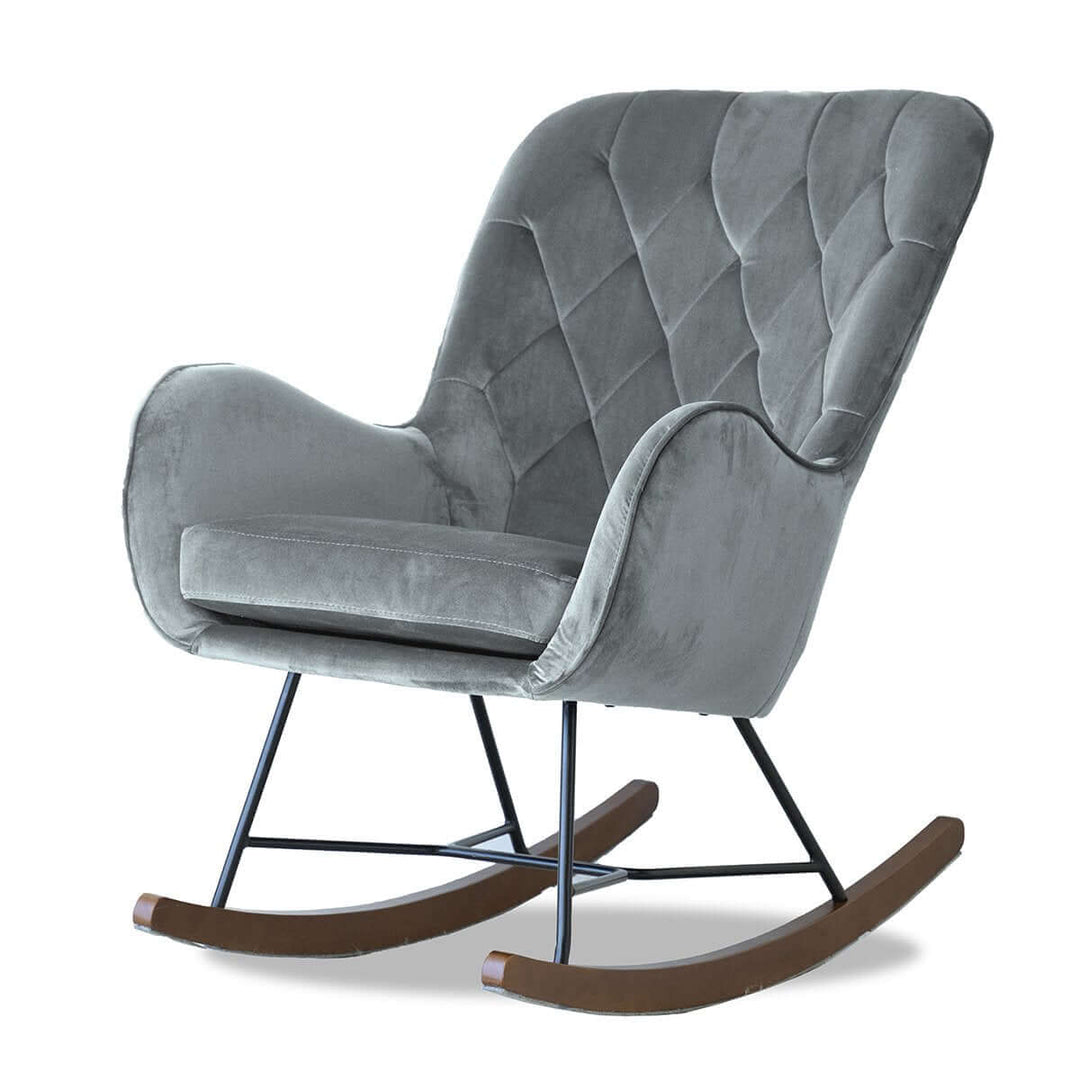 The Hannah Mid Century Modern Rocking Chair In Dark Grey Era and Style Inspired Home Décor 7