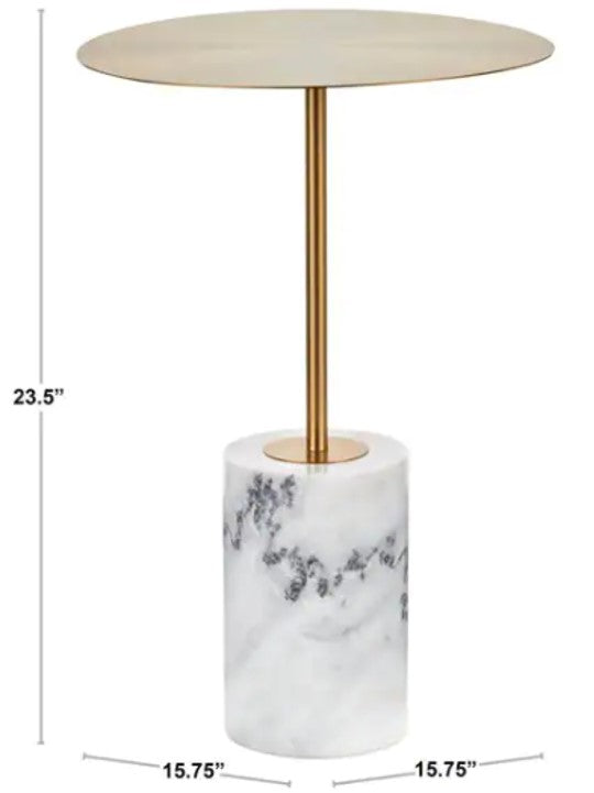 Contemporary Gold and Marble Side Table