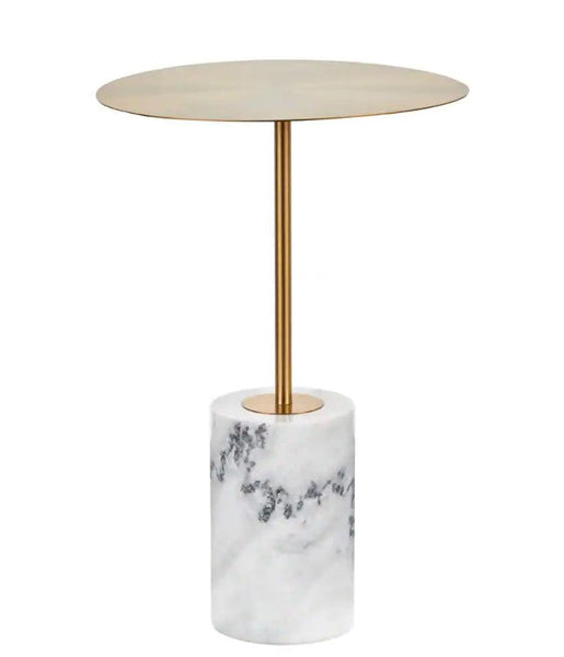 Contemporary Gold and Marble Side Table