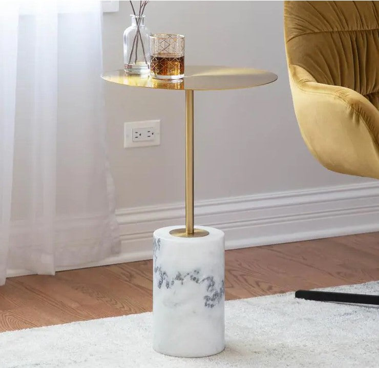 Contemporary Gold and Marble Side Table