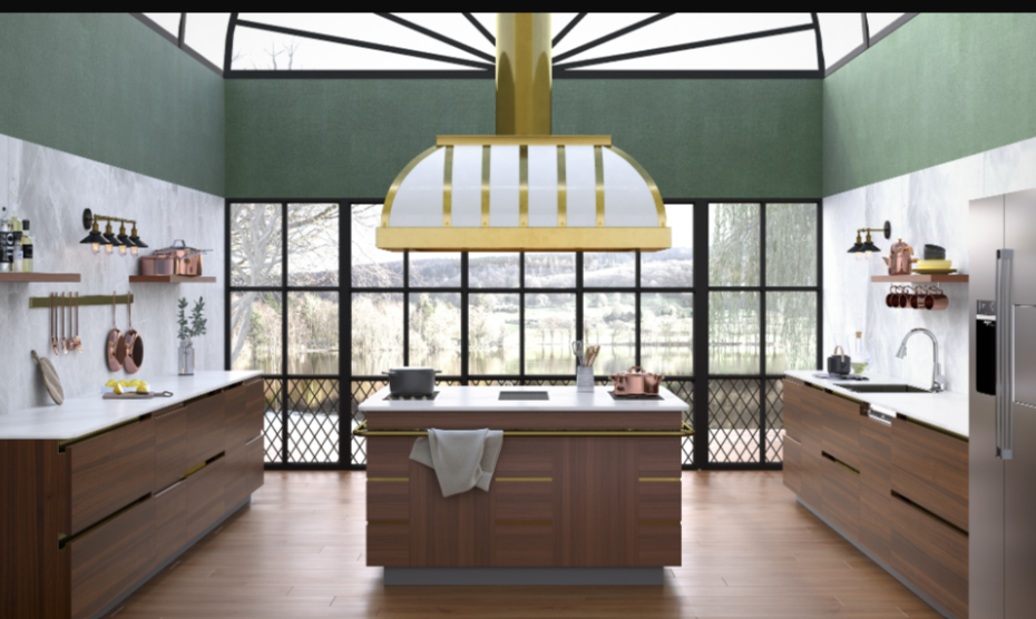 Bistro White and Brass Range Hood