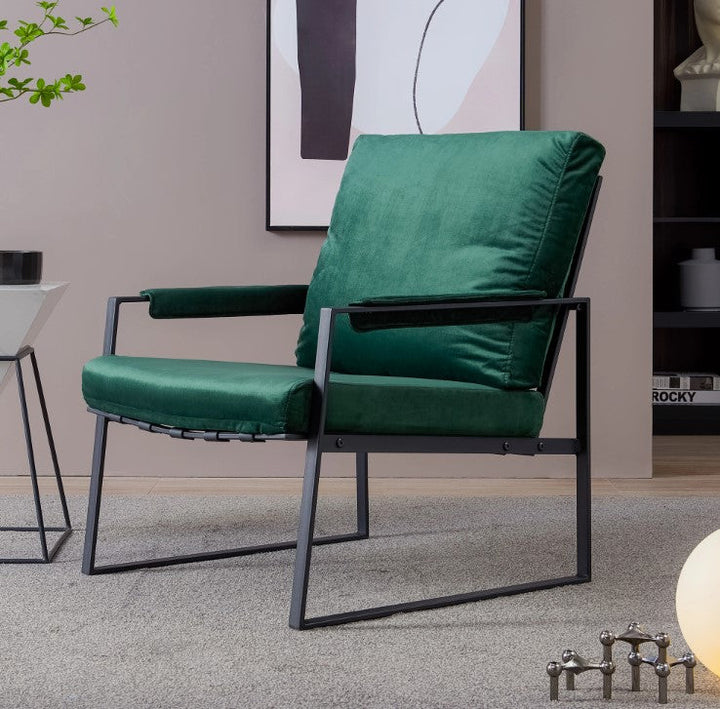 Modern Relax Single Arms Chair With Velvet Cushion (Multiple Colors)