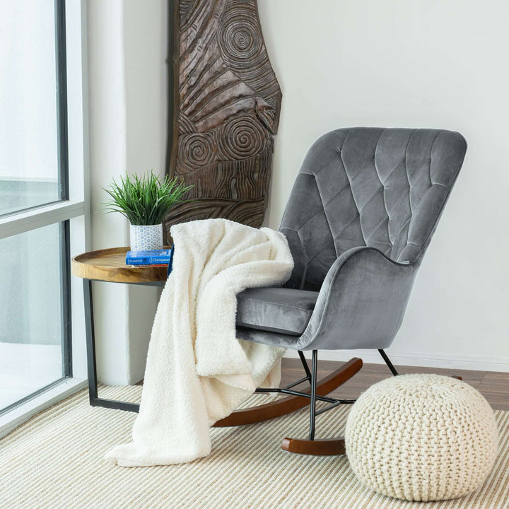 The Hannah Mid Century Modern Rocking Chair In Dark Grey Era and Style Inspired Home Décor 2