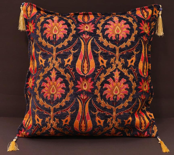 Suzani Tulip Chenille Turkish Decorative Pillow