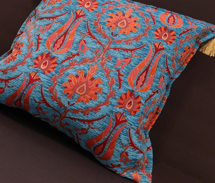 Suzani Tulip Chenille Turkish Decorative Pillow