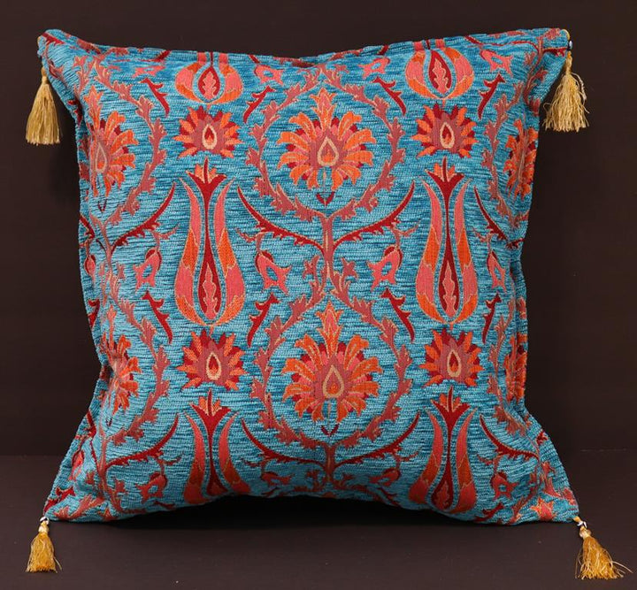 Suzani Tulip Chenille Turkish Decorative Pillow