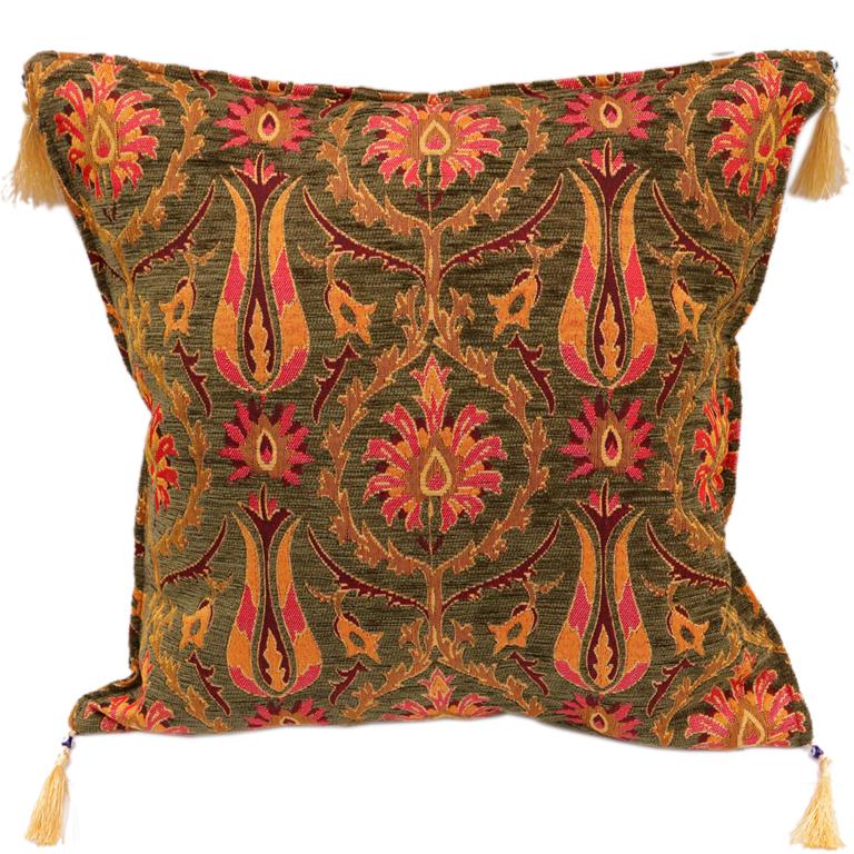 Suzani Tulip Chenille Turkish Decorative Pillow