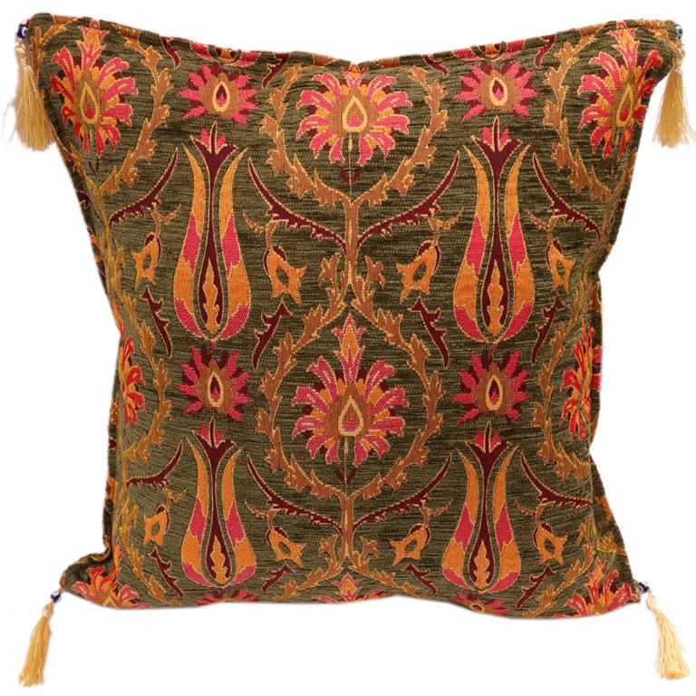 Suzani Tulip Chenille Turkish Decorative Pillow