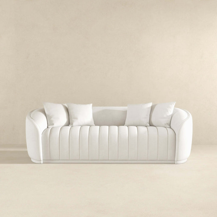 The Markus Mid Century Modern Luxury Tight Back Boucle Couch In White Era and Style Inspired Home Décor 2