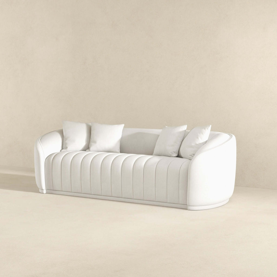 The Markus Mid Century Modern Luxury Tight Back Boucle Couch In White Era and Style Inspired Home Décor 3