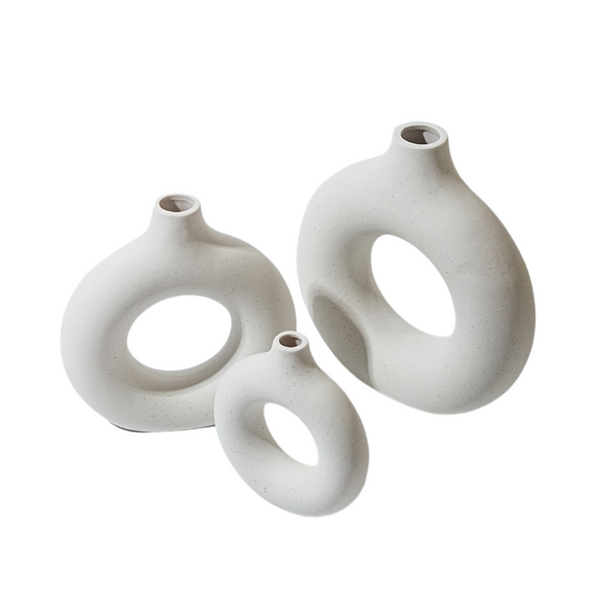 White Ceramic Modern Home Boho Vases